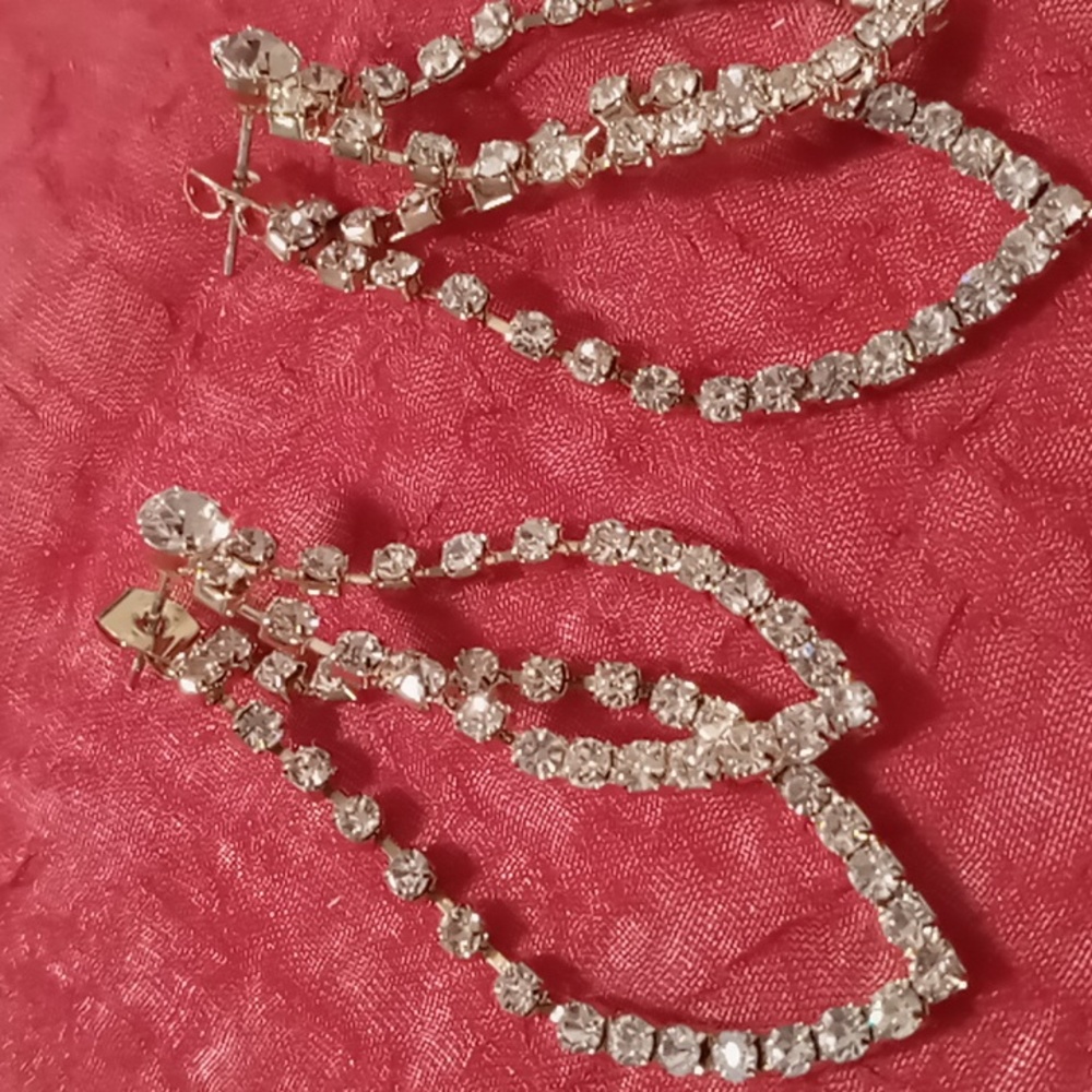 Crystal front to back dangling 2 in 1 earrings .. versital ware 1 or both